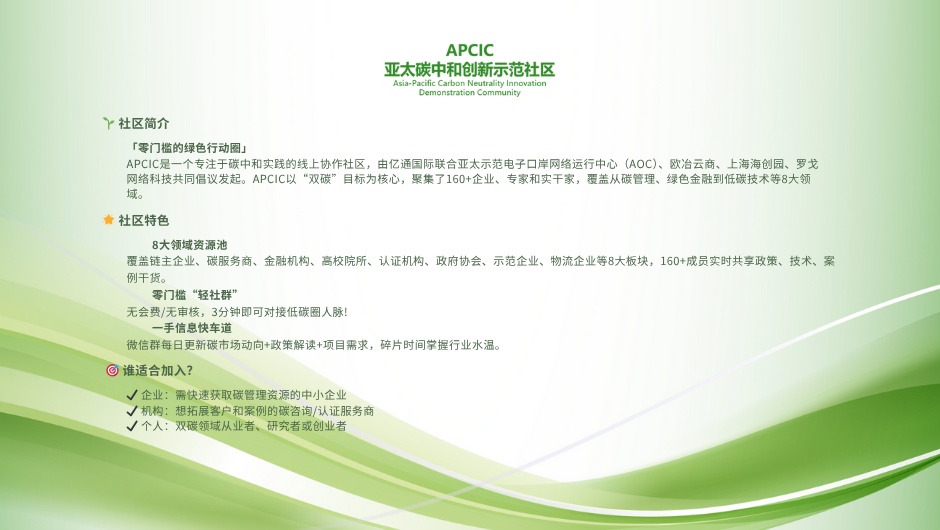 APCIC亚太碳中和创新示范社区