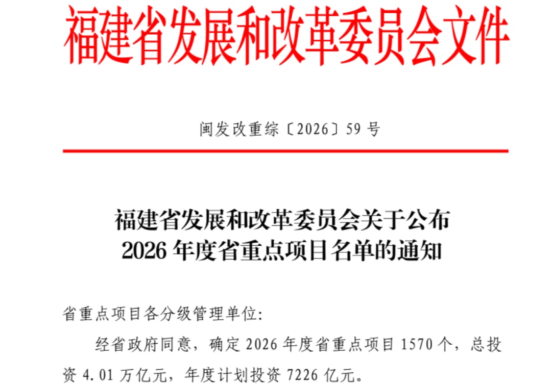 福建公布2026年度省重点项目名单，10个海上风电项目入选